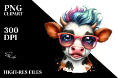 Funny Baby Cow with Enthusiastic Expression, PNG Product Image 2