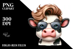 Funny Baby Cow with Expressive Face, PNG Product Image 2