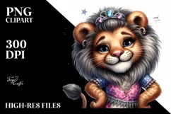 Cute Detailed Lion Smiling | Sublimation Clipart Product Image 1