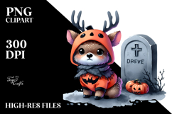Vibrant Cute Baby Elk Halloween Clipart Product Image 2