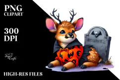 Vibrant Cute Baby Elk Halloween Clipart Product Image 2