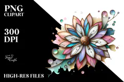 Abstract Pastel Wooden Stained Daisy PNG Product Image 2