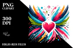 Colorful Heart with Wings, Simple Paintbrush Style Product Image 2
