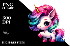 Cute Baby Unicorn with Cool Haircut PNG Product Image 2