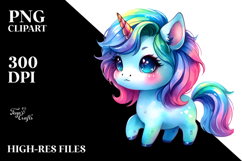 Cute Baby Unicorn with Cool Haircut PNG Product Image 2