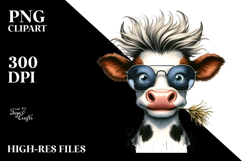 Watercolor Cow with Hay Straw, Transparent PNG Product Image 2