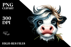 Watercolor Cow with Hay Straw, Transparent PNG Product Image 2