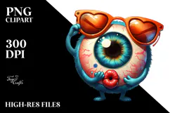 Funny Eyeball Monster with Sunglasses PNG Product Image 2