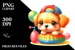 Vibrant Cute Baby Dog with Pumpkin Clipart Product Image 2