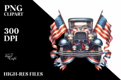 USA Flag Vintage Car Clipart Product Image 1