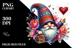 Colorful Valentines Gnome Showing Heart Sign PNG Product Image 2