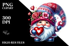 Digital Painting of Cute Valentines Gnome Showing Heart Sign Product Image 2
