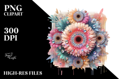 Abstract Colorful Gerbera Diamond Frame PNG Product Image 2