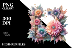 Abstract Colorful Gerbera Diamond Frame PNG Product Image 2