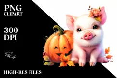 Vibrant Baby Pig Pumpin Drawing | Clipart Product Image 3
