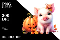 Vibrant Baby Pig Pumpin Drawing | Clipart Product Image 2