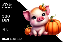 Vibrant Baby Pig Pumpin Drawing | Clipart Product Image 2
