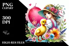 Colorful Baby Duck with Heart PNG Product Image 2