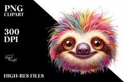 Colorful Baby Sloth with Crazy Eyes | Clipart Product Image 3