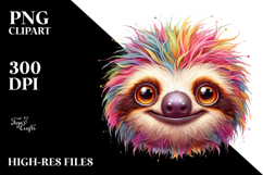 Colorful Baby Sloth with Crazy Eyes | Clipart Product Image 2
