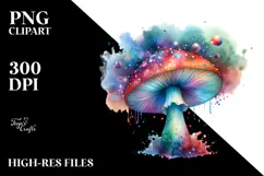 Colorful Magical Mushroom Watercolor Clipart Product Image 2