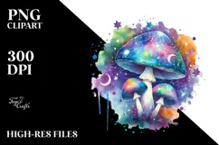 Colorful Magical Mushroom Watercolor Clipart Product Image 2