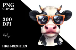 Funny Cow with Sunglasses Watercolor Product Image 2