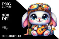 Colorful Bunny with Guitar PNG Product Image 2
