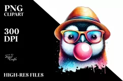 Quirky Penguin Portrait Chewing Gum Clipart Product Image 1