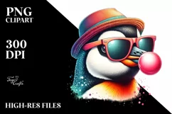 Quirky Penguin Portrait Chewing Gum Clipart Product Image 1