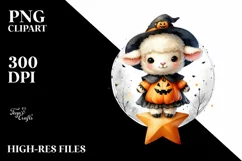 Cute Baby Lamb Halloween Retro PNG Product Image 1