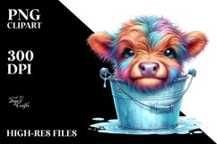 baby highland cow in a Watery Bucket Clipart Product Image 1