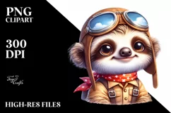 Colorful Baby Sloth Aviator Suit | Sublimation | Clipart Product Image 1