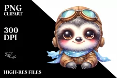 Colorful Baby Sloth Aviator Suit | Sublimation | Clipart Product Image 1