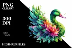 Vibrant Duck with 3D Looking Flowers PNG Product Image 3