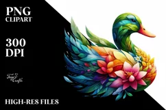Vibrant Duck with 3D Looking Flowers PNG Product Image 3