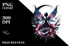 Gothic Fairy on Flower, High-Res PNG Product Image 2