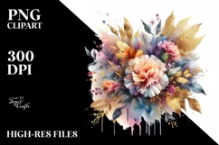 Colorful Abstract Bouquet Watercolor Clipart Product Image 1