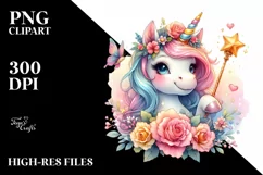 Baby Unicorn with Magic Wand, Magical PNG Product Image 3