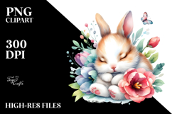 Colorful Cute Baby Rabbit Flower Watercolor Clipart Product Image 2