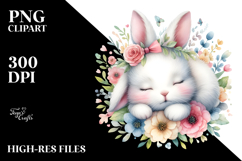 Colorful Cute Baby Rabbit Flower Watercolor Clipart Product Image 2