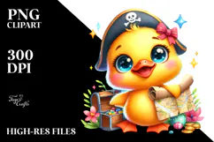 Smiling Baby Duck with Treasure Map PNG Product Image 2