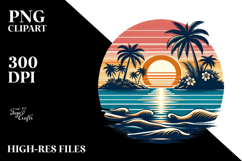 Retro Tropical Island Sunset PNG Product Image 2
