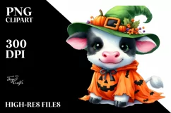 Cute Baby Cow Halloween Watercolor Product Image 1