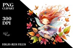 Colorful Fairy Tumbling with Autumn Leaves PNG Product Image 3