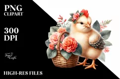 Cute Baby Chicken with Flowers Clipart Product Image 3
