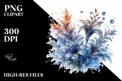 Abstract Shiny Lobelia Watercolor Clipart Product Image 3