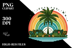 Retro Tropical Tree Rainbow, PNG Product Image 2