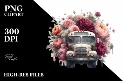 Vintage Dirty Bus with Flowers PNG Product Image 3