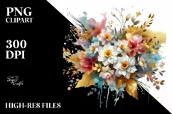 Colorful Abstract Watercolor Bouquet with Gold Foil | Product Image 3